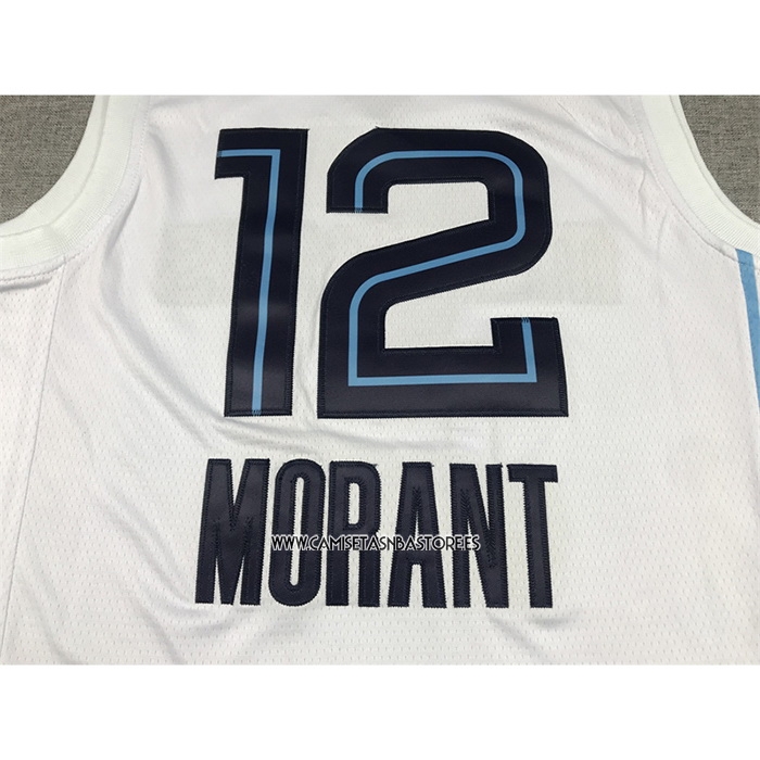 Ja Morant NO 12 Camiseta Memphis Grizzlies Association 2022-23 Blanco